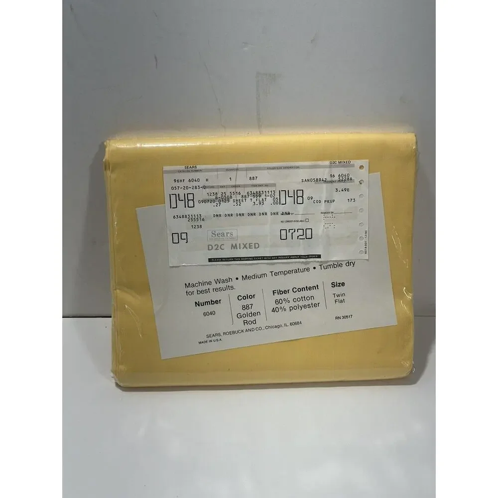 Sears - Matchmate‎ Solid Twin Flat Sheet Golden Rod Yellow Brand New Vintage